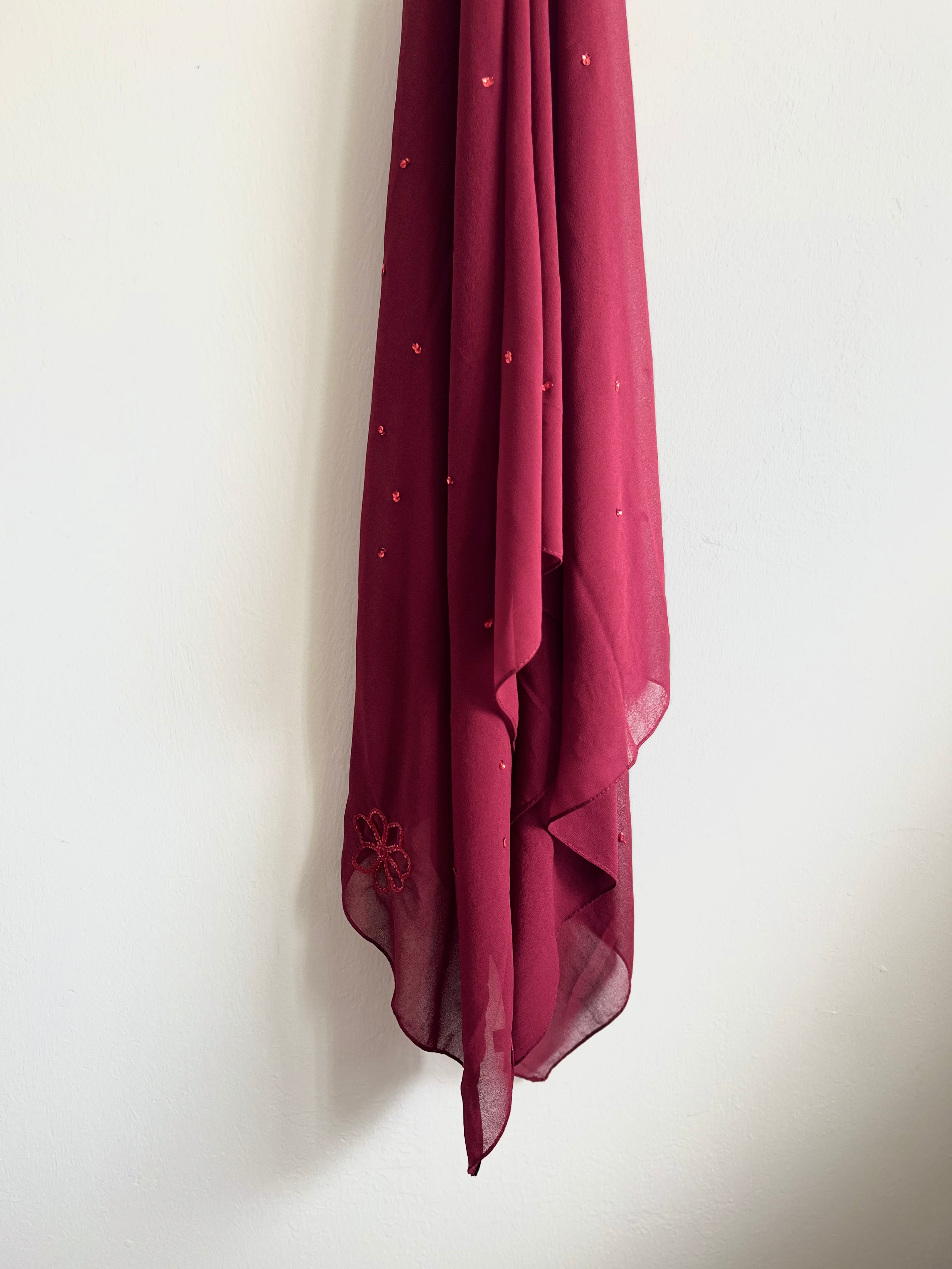 Deep Rose Flower Hijab