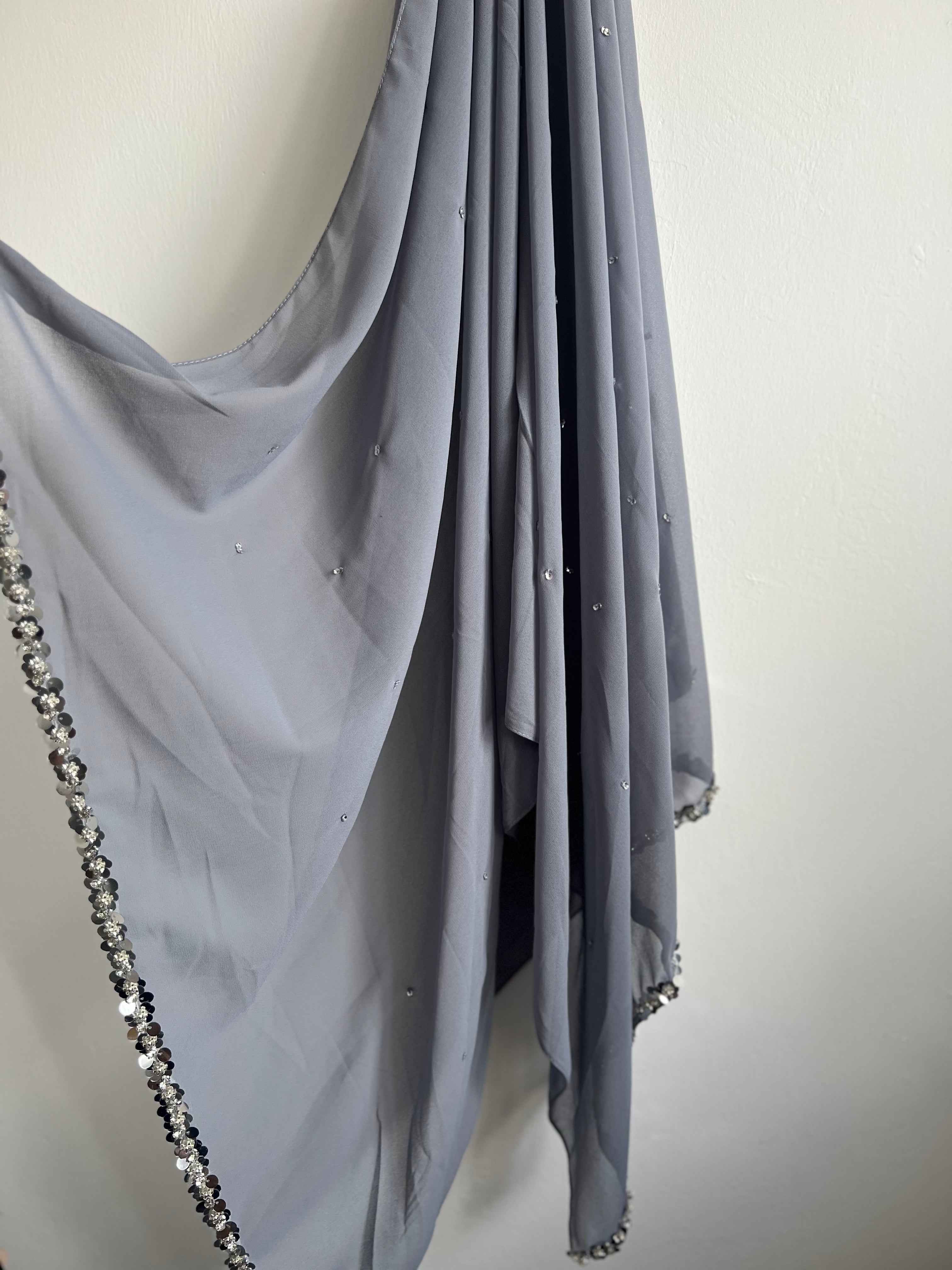 Mist Grey Diamante Hijab